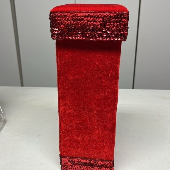Holiday Christmas Square Sequin Wine Box Vintage - Picture 8 of 10